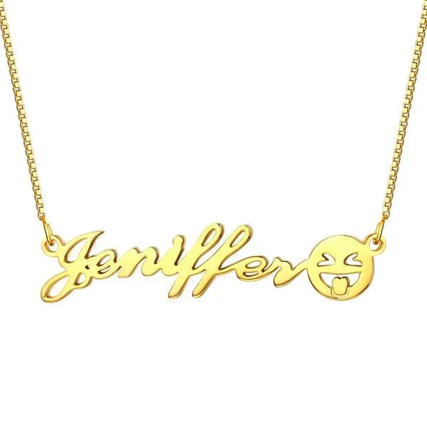 Necklaces Personalized Name Emoji Necklace Sterling Silver Belbren