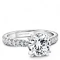 Noam Carver Rings 14K White Gold Semi Mount Diamond Ring with Thick Prong Head Noam Carver Rings 14K White Gold Semi Mount Diamond Ring with Thick Prong Head