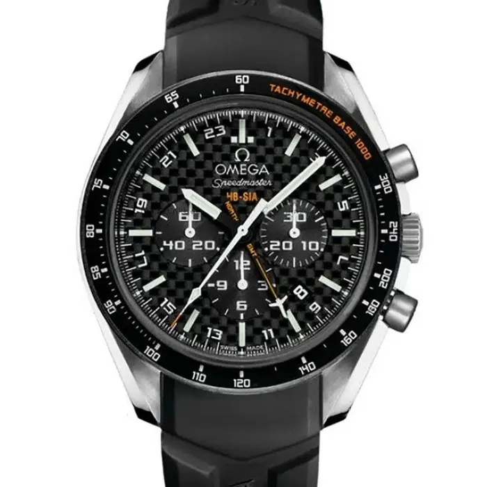 Omega Bracelets Omega Speedmaster HBSIA GMT Chronograph SOLAR IMPULSE 4425mm Watch Ref 32192445201001 Black Dial Black Rubber Bracelet
