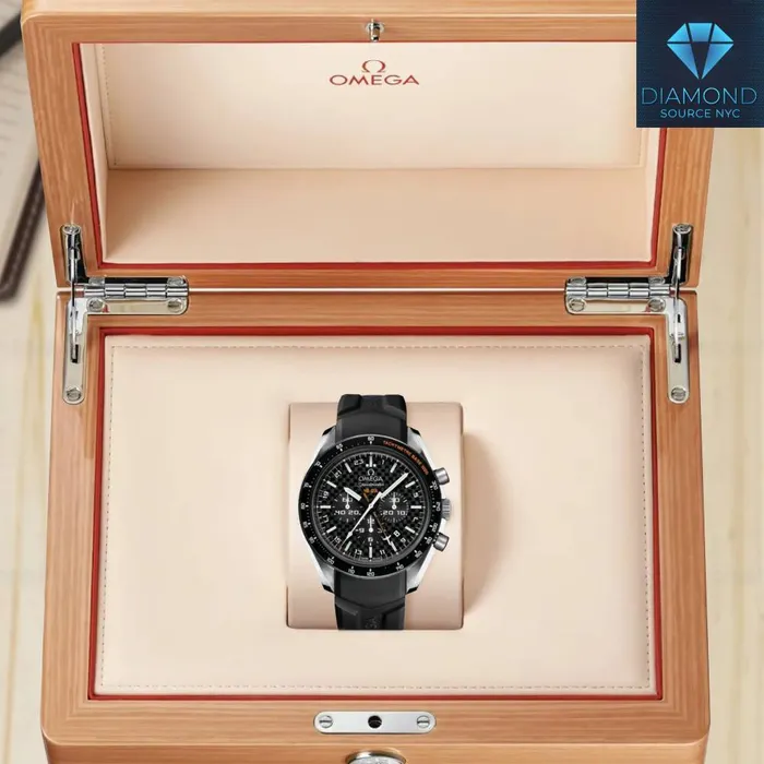 Omega Bracelets Omega Speedmaster HBSIA GMT Chronograph SOLAR IMPULSE 4425mm Watch Ref 32192445201001 Black Dial Black Rubber Bracelet