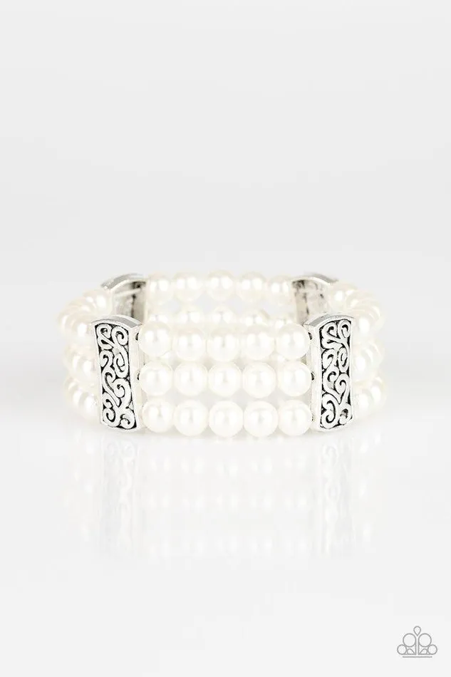 Paparazzi Bracelet Ritzy Ritz White Paparazzi Jewelry Bracelets