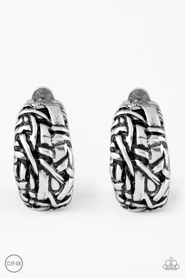 Paparazzi Earring Couture Collision Silver Paparazzi Jewelry Earrings