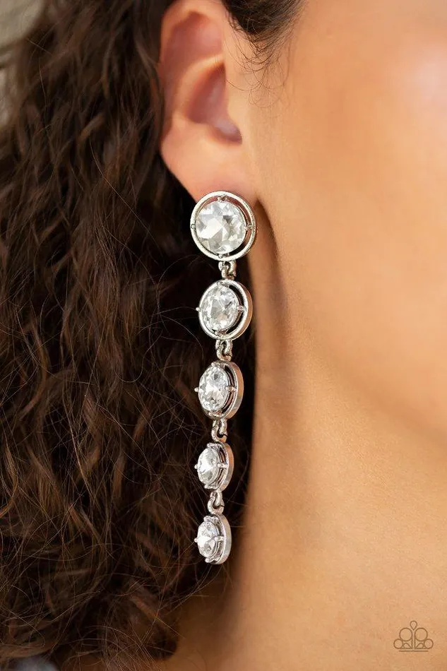 Paparazzi Earring Drippin In Starlight White Paparazzi Jewelry Earrings