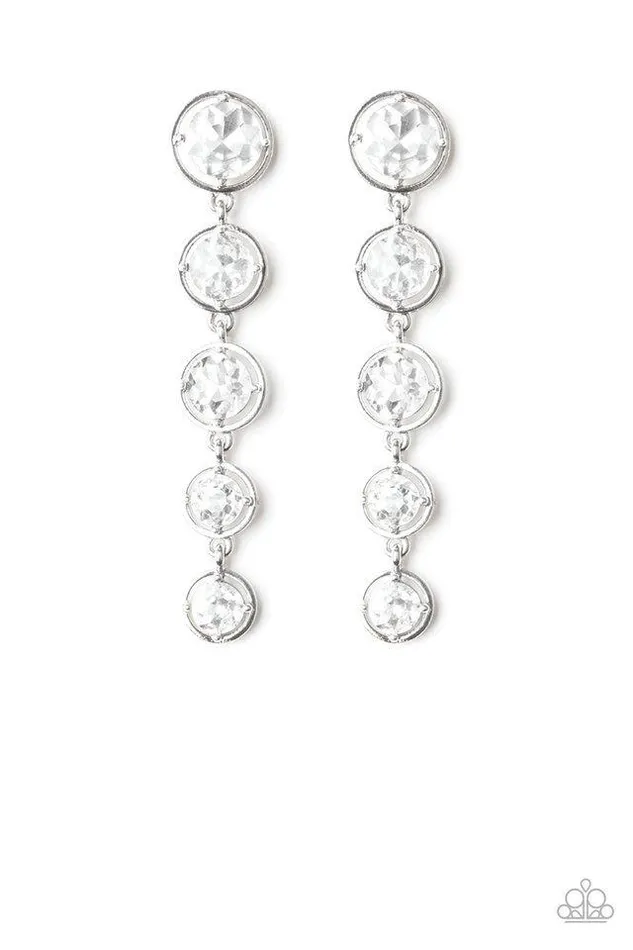 Paparazzi Earring Drippin In Starlight White Paparazzi Jewelry Earrings