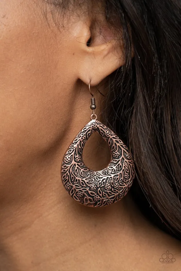 Paparazzi Earring Flirtatiously Flourishing Copper Paparazzi Jewelry Earrings