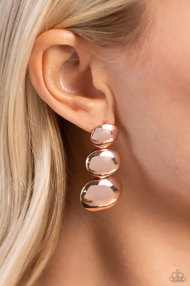 Paparazzi Earring Futuristic Fantasy Rose Gold Paparazzi Jewelry Earrings