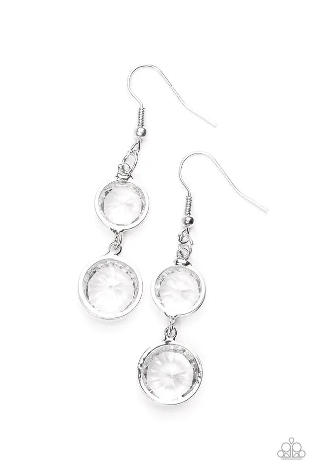 Paparazzi Earring Glitter Glamorous White Paparazzi Jewelry Earrings