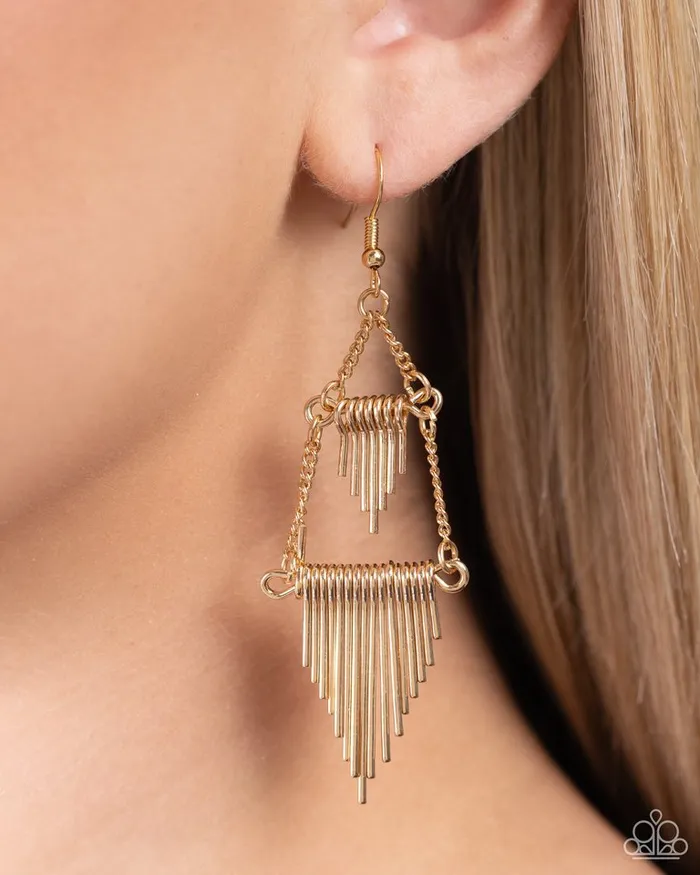 Paparazzi Earring Greco Grotto Gold Paparazzi Jewelry Earrings