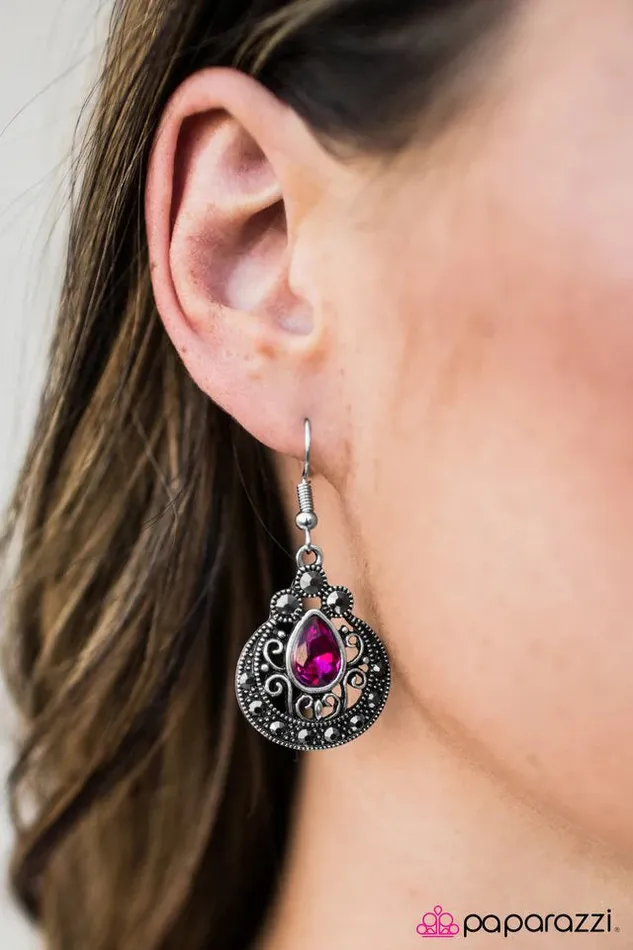 Paparazzi Earring Jewel Thief Pink Paparazzi Jewelry Earrings