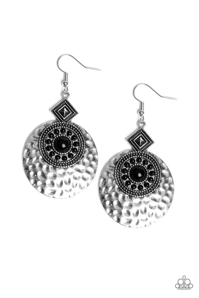 Paparazzi Earring Mayan Mood Black Paparazzi Jewelry Earrings