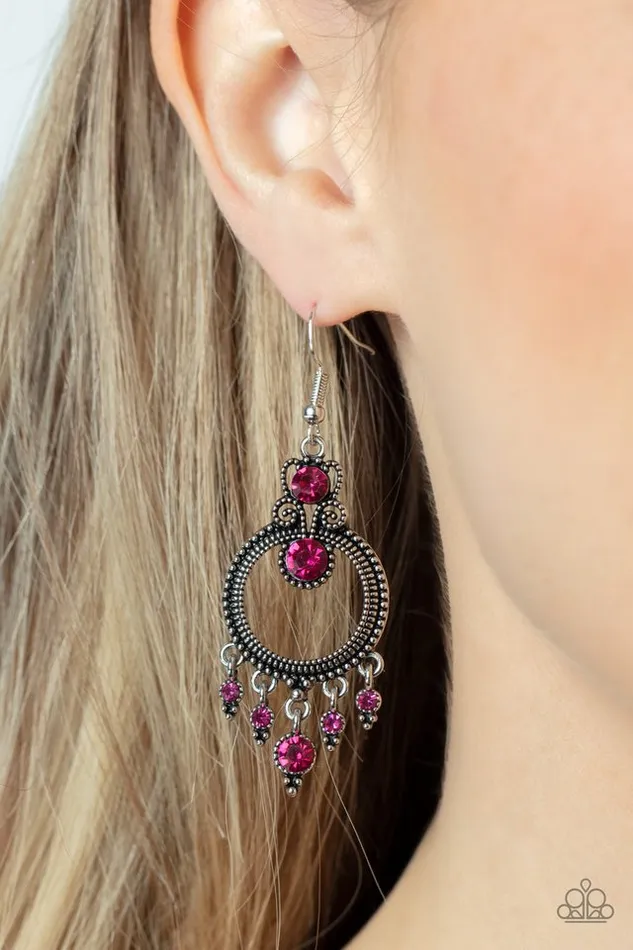 Paparazzi Earring Palace Politics Pink Paparazzi Jewelry Earrings
