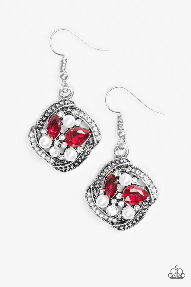 Paparazzi Earring Prestigious Shimmer Red Paparazzi Jewelry Earrings