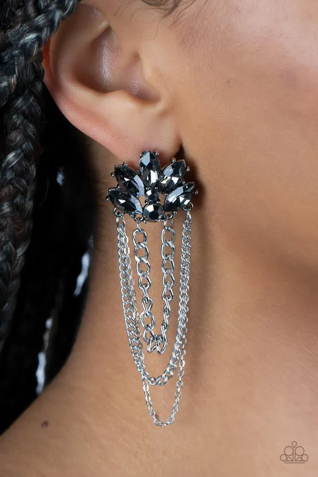 Paparazzi Earring Reach for the SKYSCRAPERS Silver Paparazzi Jewelry Earrings