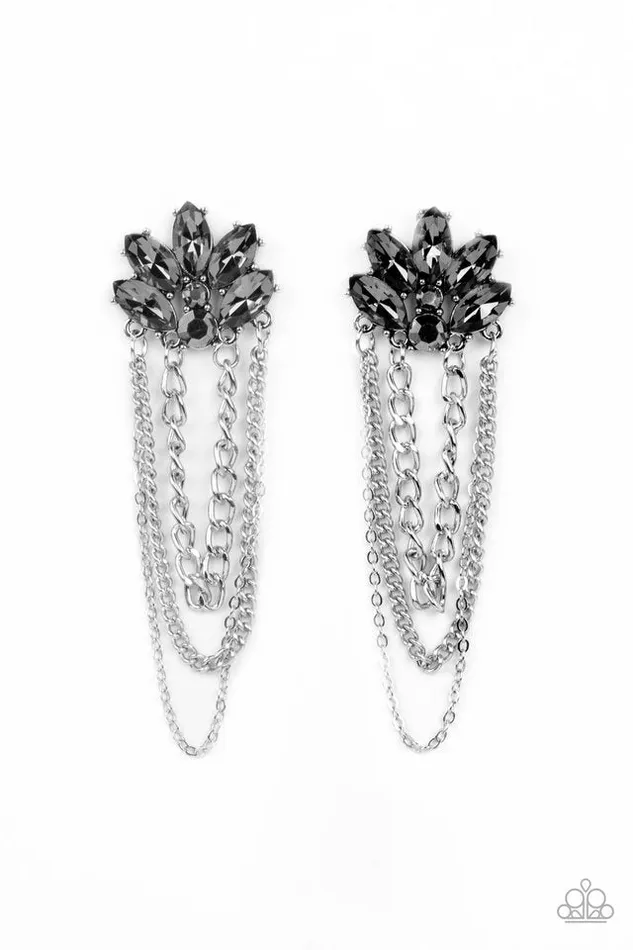 Paparazzi Earring Reach for the SKYSCRAPERS Silver Paparazzi Jewelry Earrings