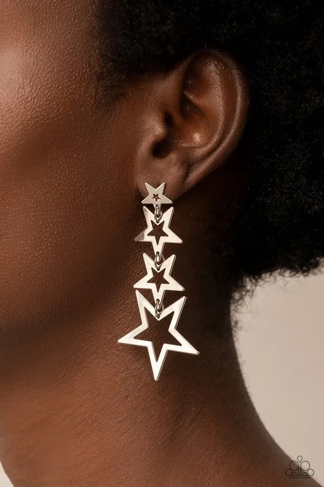 Paparazzi Earring Superstar Crescendo Silver Paparazzi Jewelry Earrings
