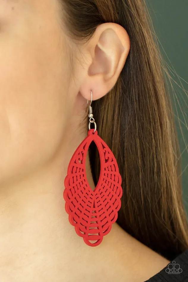 Paparazzi Earring Tahiti Tankini Red Paparazzi Jewelry Earrings