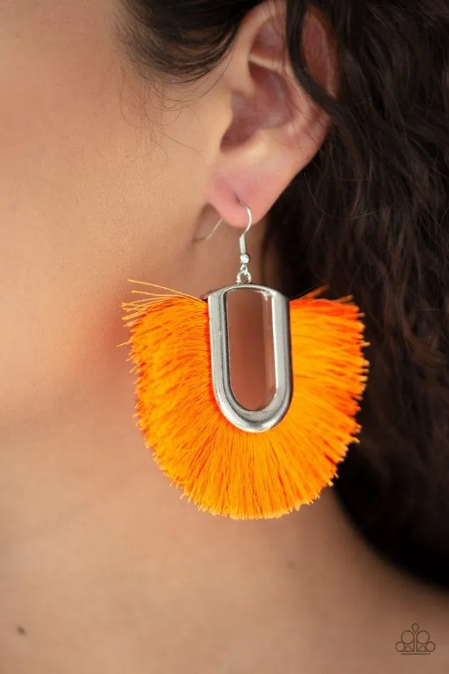 Paparazzi Earring Tassel Tropicana Orange Paparazzi Jewelry Earrings