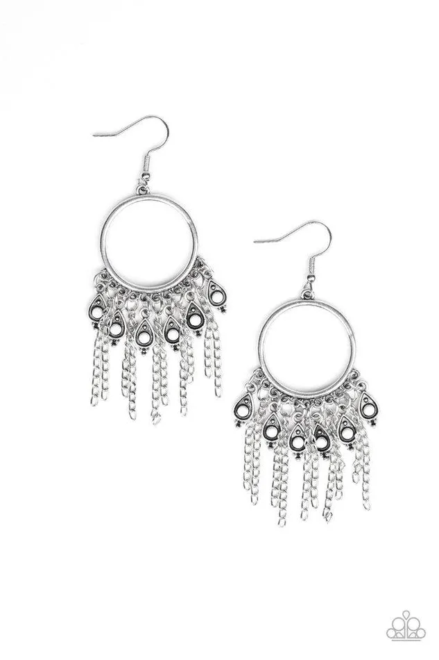 Paparazzi Earring Very Vagabond White Paparazzi Jewelry Earrings