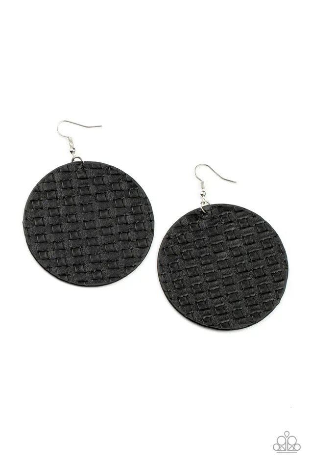 Paparazzi Earring WEAVE Me Out Of It Black Paparazzi Jewelry Earrings