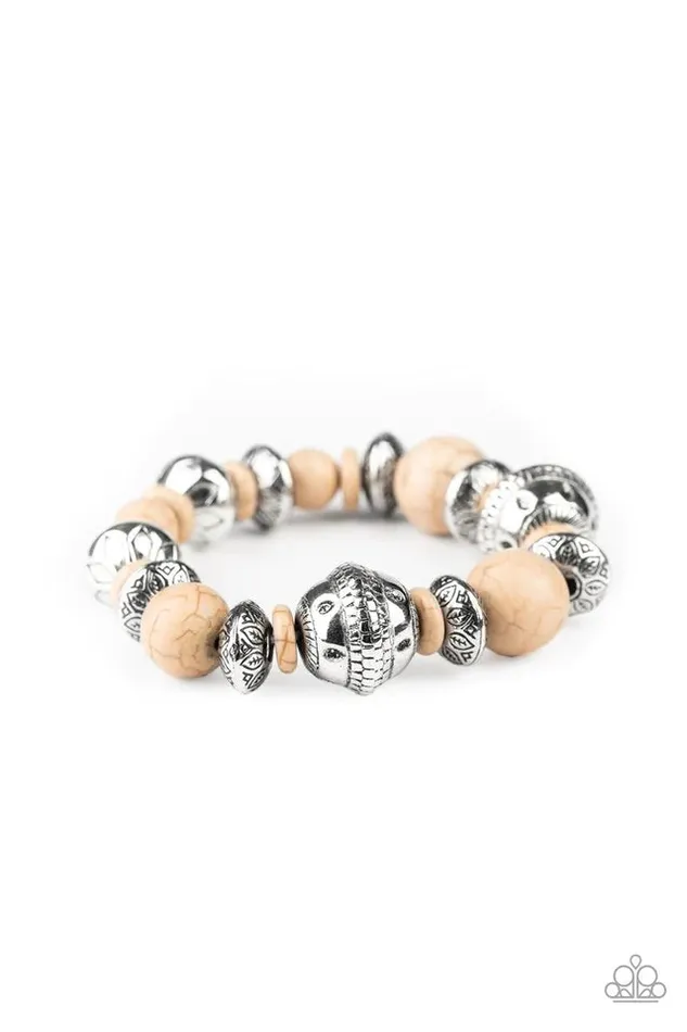Paparazzi Jewelry Bracelets Paparazzi Bracelet Majestic Masonry Brown