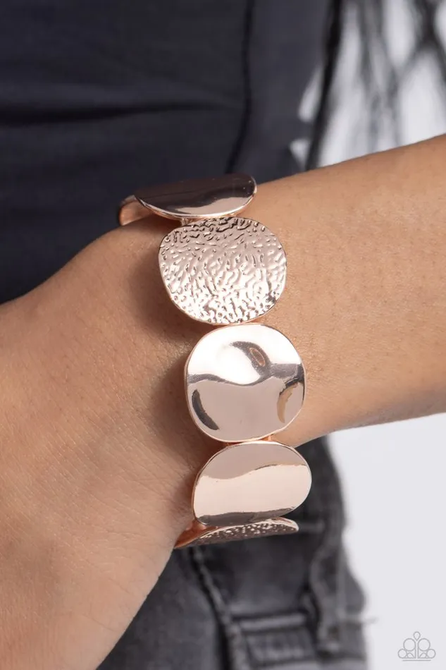 Paparazzi Jewelry Bracelets Paparazzi Bracelet Rippling Record Rose Gold