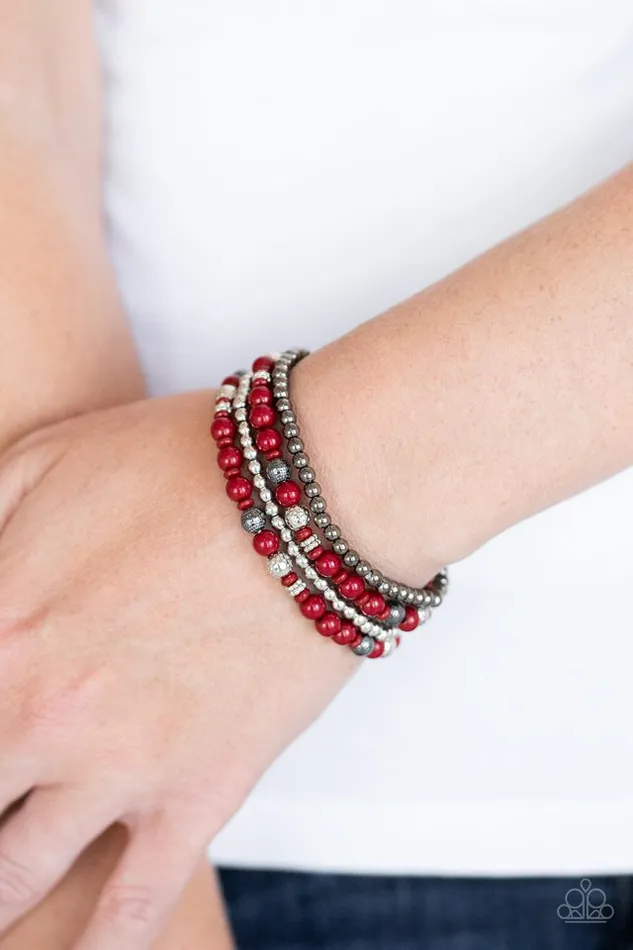Paparazzi Jewelry Bracelets Paparazzi Bracelet Stacked Style Maker Red