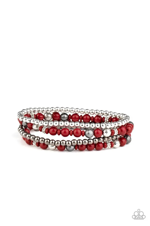 Paparazzi Jewelry Bracelets Paparazzi Bracelet Stacked Style Maker Red Paparazzi Jewelry Bracelets Paparazzi Bracelet Stacked Style Maker Red