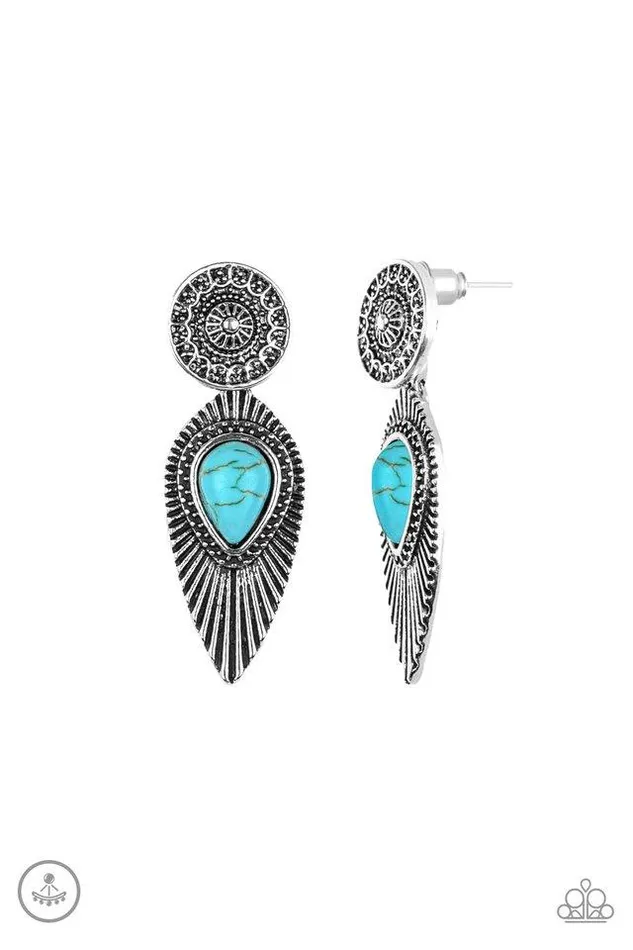 Paparazzi Jewelry Earrings Paparazzi Earring Fly Into The Sun Blue