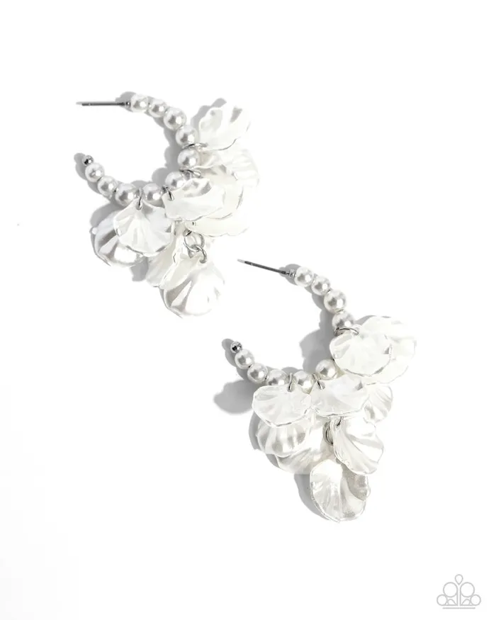 Paparazzi Jewelry Earrings Paparazzi Earring Frilly Feature White Paparazzi Jewelry Earrings Paparazzi Earring Frilly Feature White