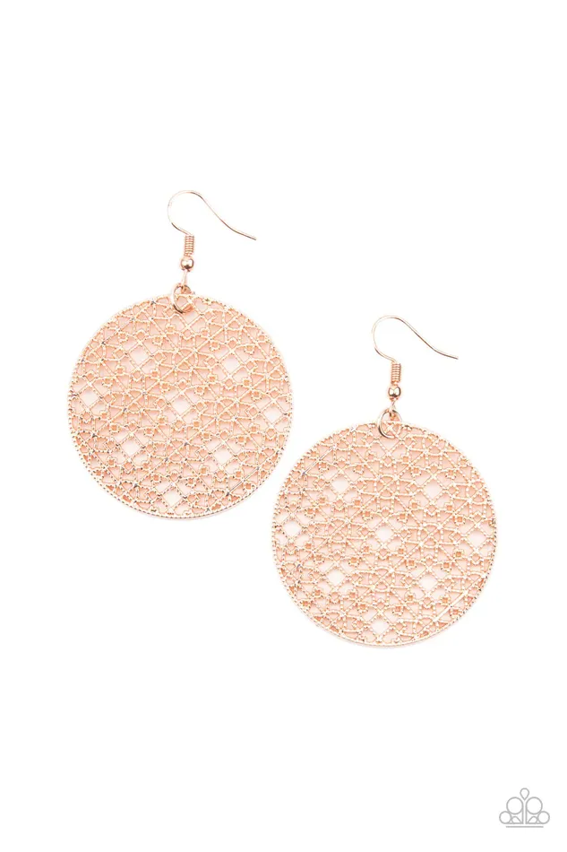 Paparazzi Jewelry Earrings Paparazzi Earring Metallic Mosaic Rose Gold
