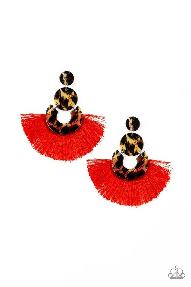 Paparazzi Jewelry Earrings Paparazzi Earring One Big Party ANIMAL Red