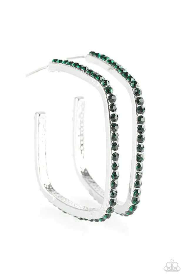 Paparazzi Jewelry Earrings Paparazzi Earring Send In The HOOPS Green