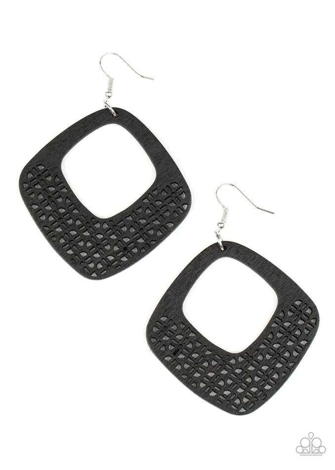 Paparazzi Jewelry Earrings Paparazzi Earring WOOD You Rather Black