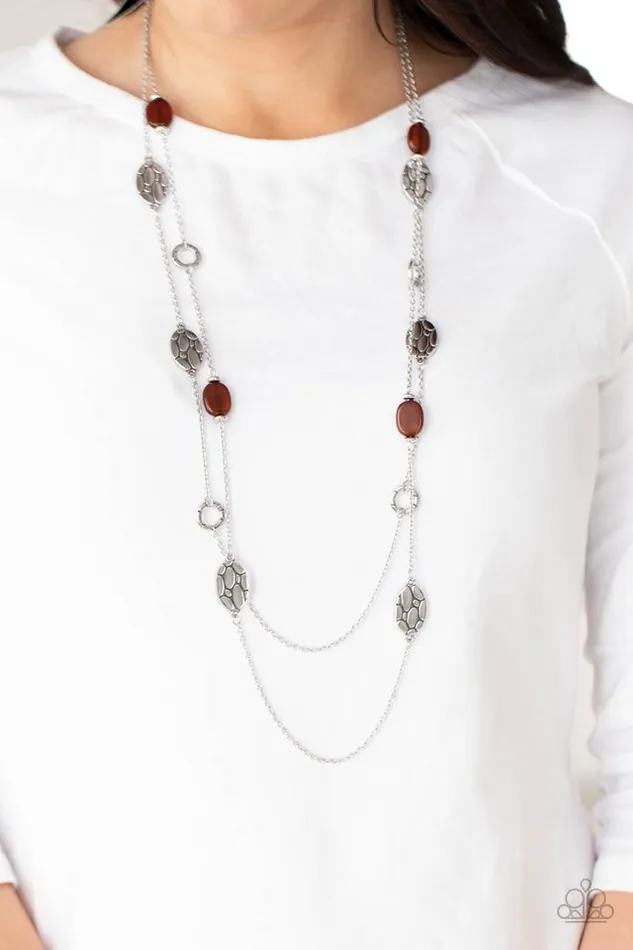Paparazzi Jewelry Necklaces Paparazzi Necklace Cobble Creeks Brown