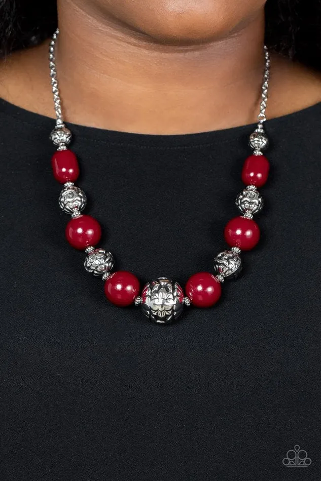 Paparazzi Jewelry Necklaces Paparazzi Necklace Girl Meets Garden Red