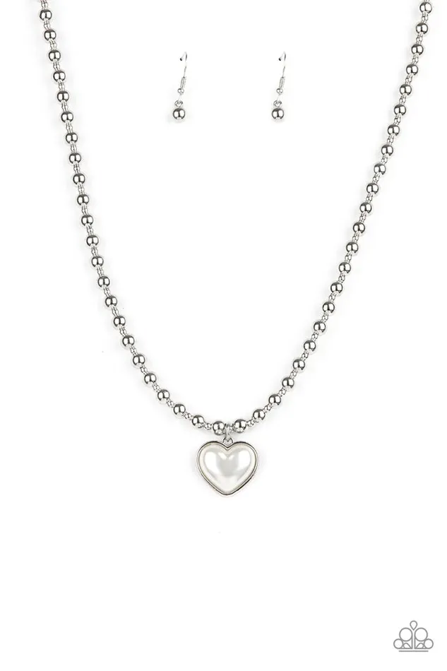 Paparazzi Jewelry Necklaces Paparazzi Necklace Heart Full of Fancy White Paparazzi Jewelry Necklaces Paparazzi Necklace Heart Full of Fancy White