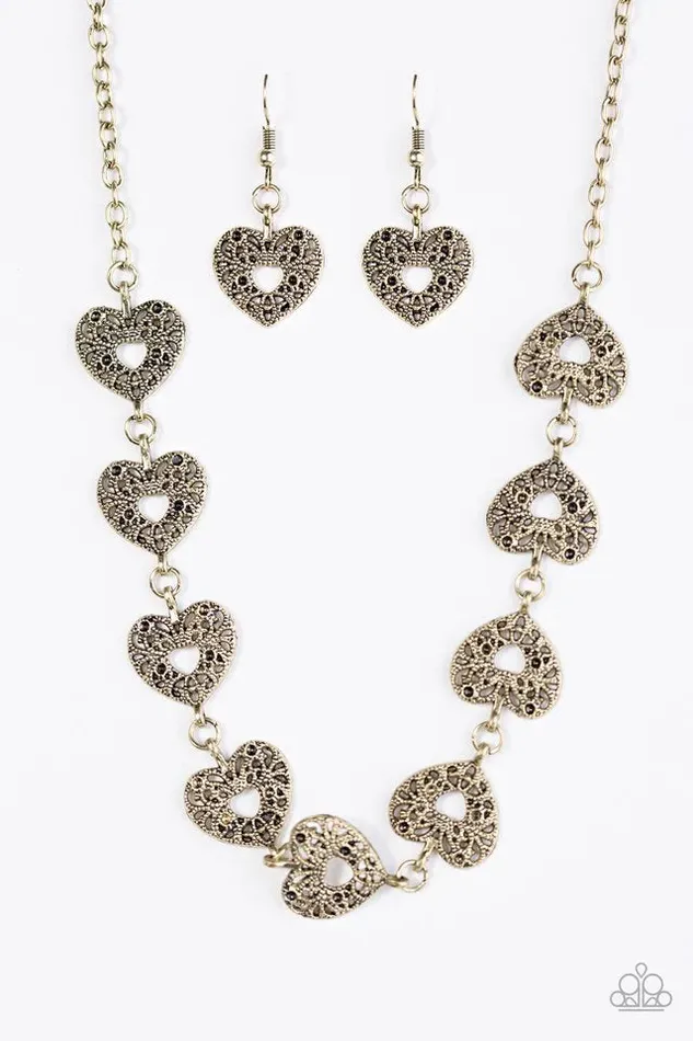 Paparazzi Jewelry Necklaces Paparazzi Necklace Hearts Harmony Brass