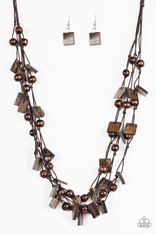 Paparazzi Jewelry Necklaces Paparazzi Necklace Me Myself and ISLAND Brown