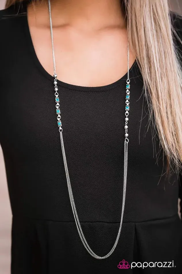 Paparazzi Jewelry Necklaces Paparazzi Necklace Midnight Metropolis Blue