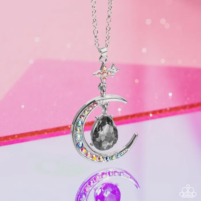 Paparazzi Jewelry Necklaces Paparazzi Necklace Talking to the Moon Silver Paparazzi Jewelry Necklaces Paparazzi Necklace Talking to the Moon Silver