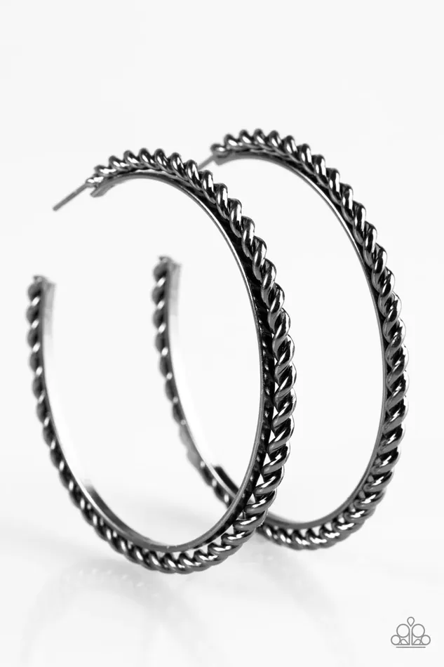 Paparazzi Jewelry Paparazzi Earring A Little HOOPY Black Earrings