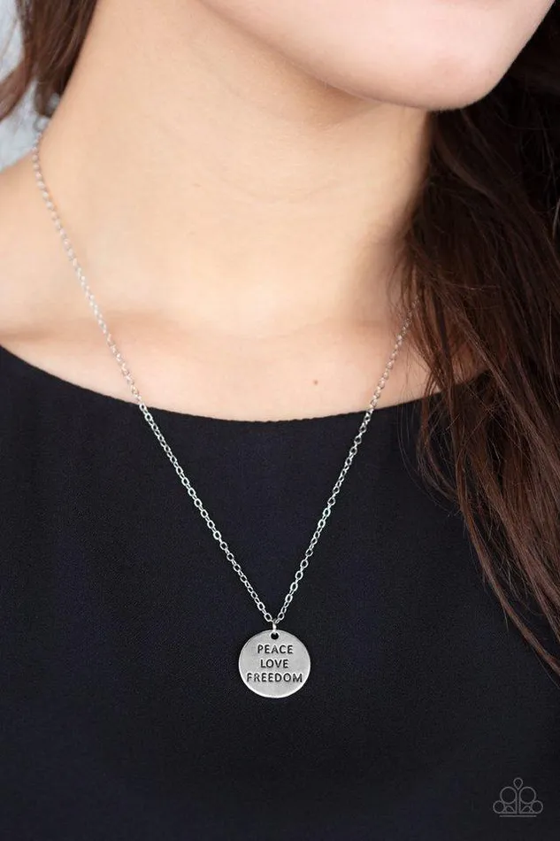 Paparazzi Jewelry Paparazzi Necklace Freedom Isnt Free Silver Necklaces