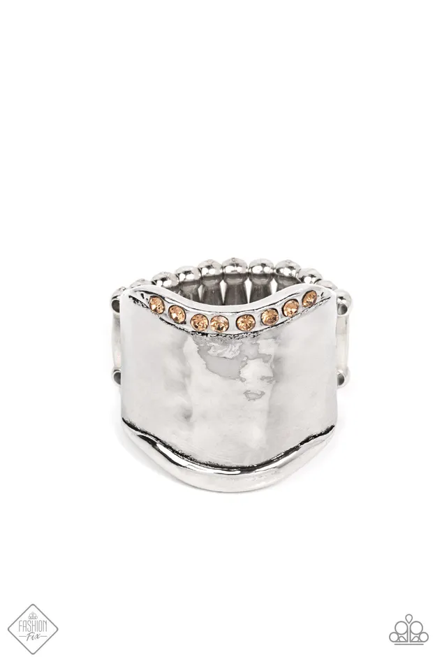 Paparazzi Jewelry Rings Paparazzi Ring Fashion Fix 21 Brilliantly Bordered Brown