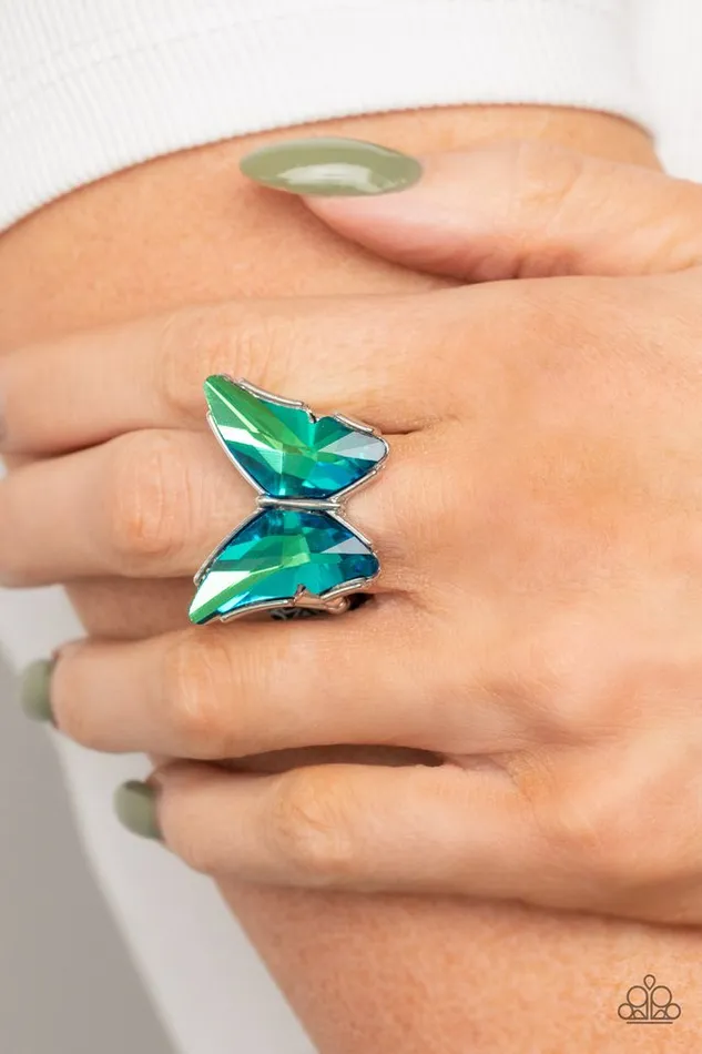 Paparazzi Jewelry Rings Paparazzi Ring Fluorescent Flutter Green
