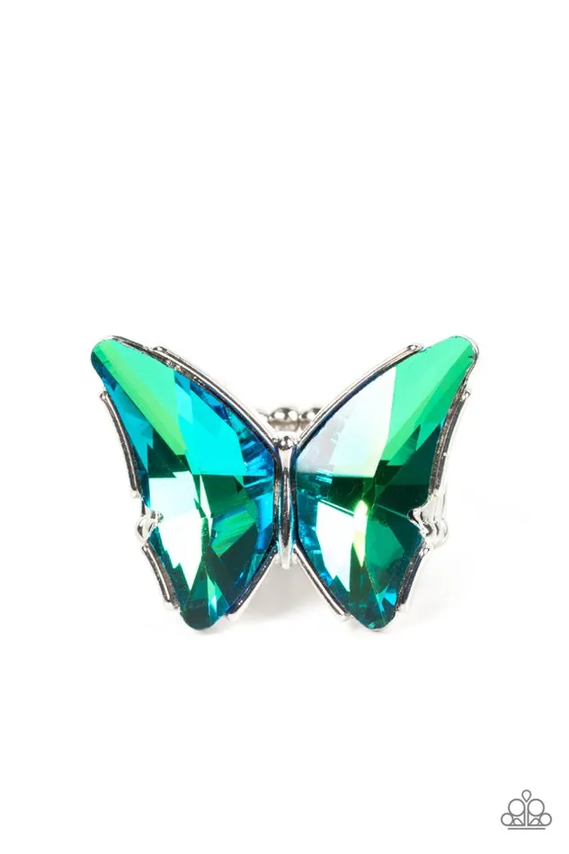 Paparazzi Jewelry Rings Paparazzi Ring Fluorescent Flutter Green Paparazzi Jewelry Rings Paparazzi Ring Fluorescent Flutter Green