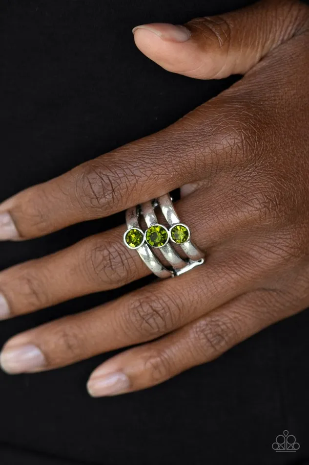 Paparazzi Jewelry Rings Paparazzi Ring Triple The Twinkle Green