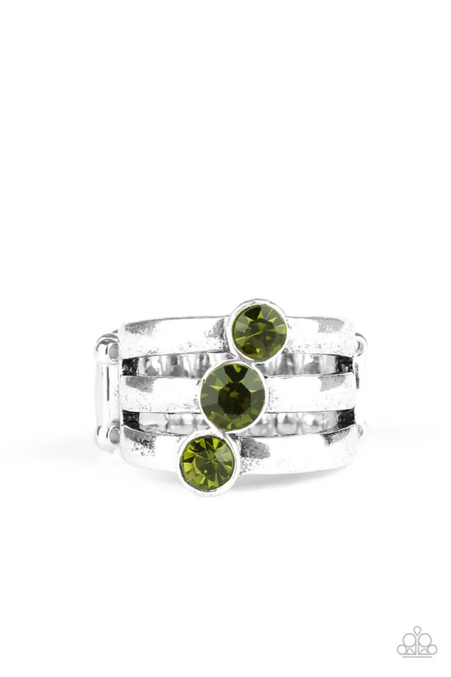 Paparazzi Jewelry Rings Paparazzi Ring Triple The Twinkle Green Paparazzi Jewelry Rings Paparazzi Ring Triple The Twinkle Green