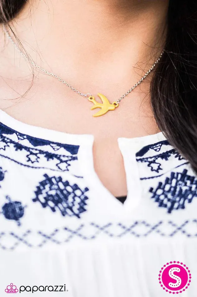Paparazzi Necklace Bird On A Wire Yellow Paparazzi Jewelry Necklaces