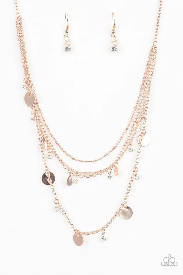 Paparazzi Necklace Classic Class Act Rose Gold Paparazzi Jewelry Necklaces