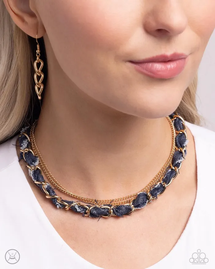 Paparazzi Necklace Denim Danger Gold Paparazzi Jewelry Necklaces